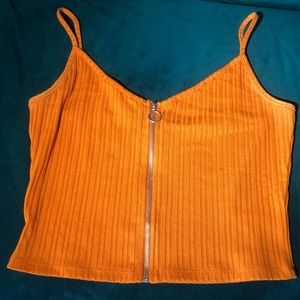 Garage bright orange crop tank top